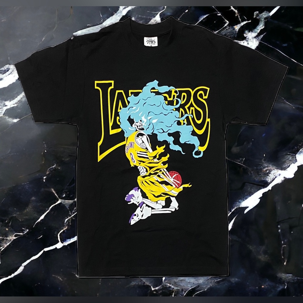 NEW Lakers Kobe Bryant Capn On Melrose T Shirt Short Sleeve Black Tee